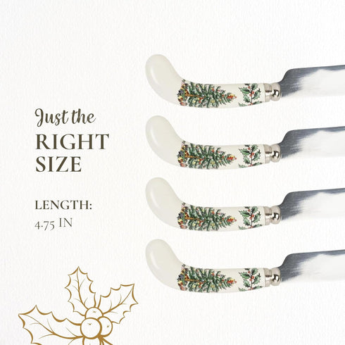 Spode Christmas Tree Cheese Spreaders, Set of 4, 4.75" Stainless Steel Butter Knife