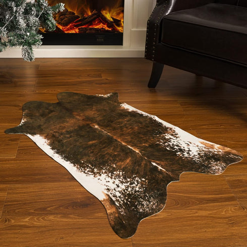 BENRON Small Cowhide Rug Accent, 2.3x3.6ft Faux Animal Hide Rug, Cute Rugs for Bedroom, Entryway, Kitchen