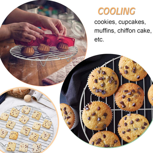 P&P CHEF 9 Inch Round Cooking Rack, Stainless Steel for Cooking, Cooling, Steaming, Baking, Fit for Air Fryer Pot, 2