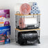 1 Pack Counter Stackable Storage Trash Bag Baskets with Bamboo Top, Large & Standard Trash, Garbage Bag Holder