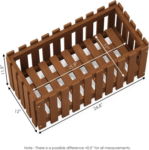 FG18453 Furinno Tioman Hardwood Patio Furniture Outdoor Slat Style Flower Planter Box, Natural