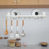 Dseap Pot Rack, Hanging Rack Rail with 8 Hooks, Wall Mounted Pot Hangers for Kitchen, White