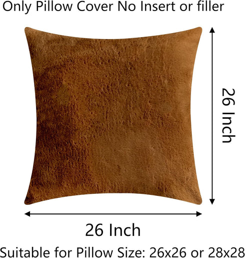26x26 Set 2 26 26 inch, Demetex Brown Pillow Covers of Large Faux Fur Euro Pillow Shams Decorative Modern Accent Throw
