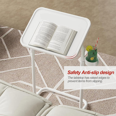 TB01BW091 TUTOTAK C Shaped End Table with Tiltable Surface, Adjustable Height Side Table, Slide Under Couch Table TV