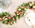Miracliy 8Pcs 66FT Flower Garland, Orange and Champagne Artificial Rose Floral Vines for Wedding Decoration