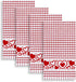 Cackleberry Home Bubbly Hearts Windowpane Check Cotton Terrycloth Kitchen Towels, Set of