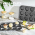 HONGBAKE Muffin Pan for Baking, Nonstick 12 Cup Cupcake Tin, 2 Pack Premium Cheesecake Pans, Dishwasher Safe - Dark Grey
