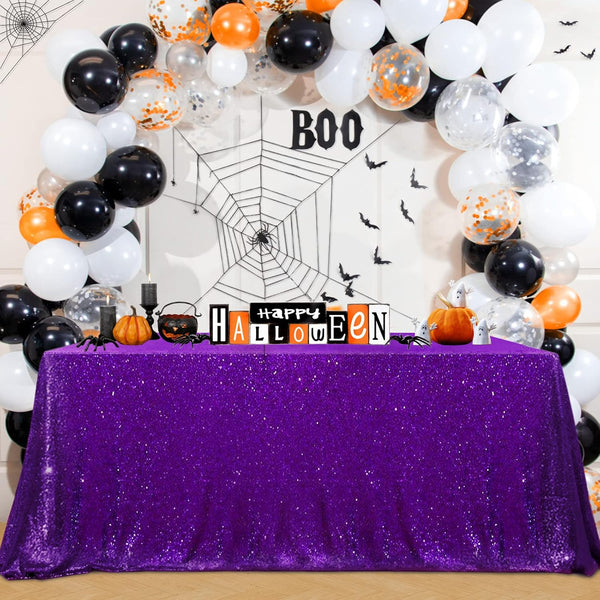 B-COOL Sequin Tablecloths, Purple Glitter Mermaid Table Cloths for Halloween Parties, 50x50inch