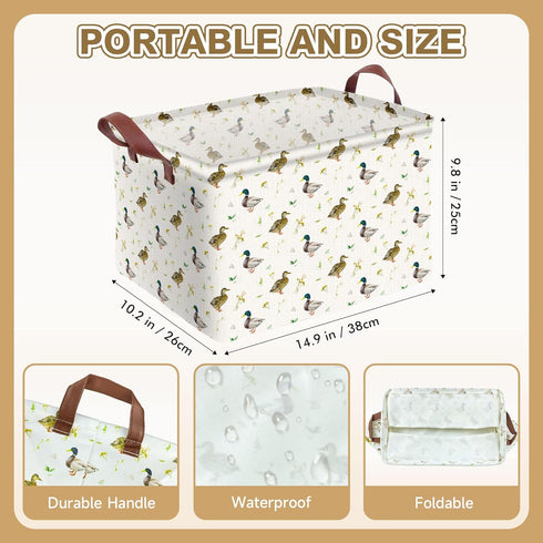 AmazerPad Closets,Bedrooms,Gifts Cute Mallard Duck Storage Basket Waterproof Canvas Toy Storage Bin Mallard Duck Room
