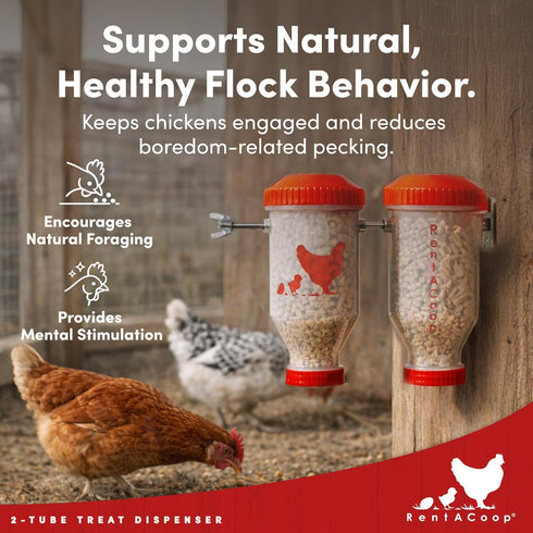 RentACoop Chicken Treat Dispenser Multi-Treat Enrichment Toy and Boredom Buster for Chickens, Easy Top-Fill