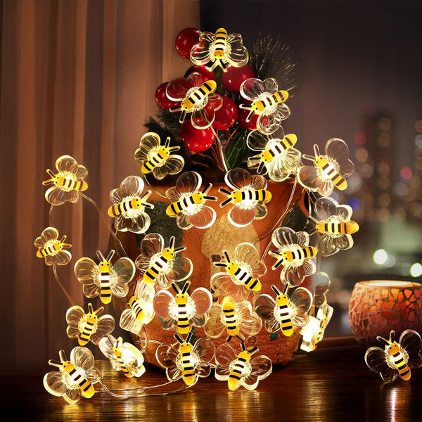 Coquimbo Bee String Lights Room Decor,10ft 30 LED Cute Honeybee Fairy Lights