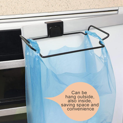 Large Stainless Steel Trash Bag Holder for Kitchen Cabinets Doors and Cupboards, Black