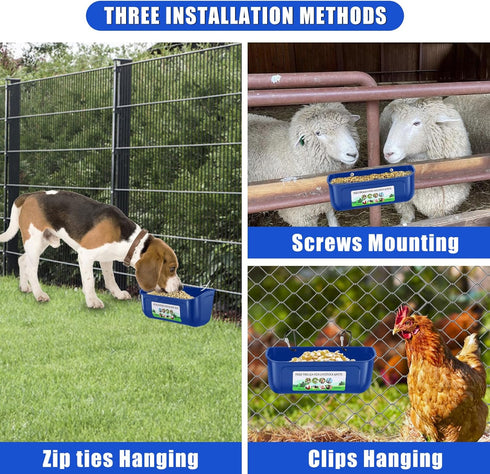 6 Pack Chicken Feeder Waterer, Duck Feeder Supplies, Hanging Fence Feed Trough with Clips for Goat, Sheeple, Piglet