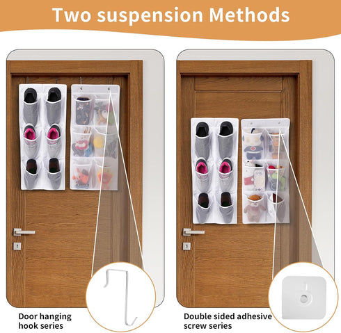 2 Pack, Closet, GOMAJI Over the Door/Wall Shoe Organizer, Narrow, Hanging Shoe Rack for Bathroom, RV, Pantry, Camping
