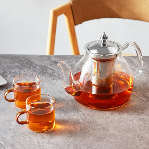 40oz Glass Teapot with Removable Stainless Steel Infuser for Blooming Tea & Loose Leaf Tea, Gift Box