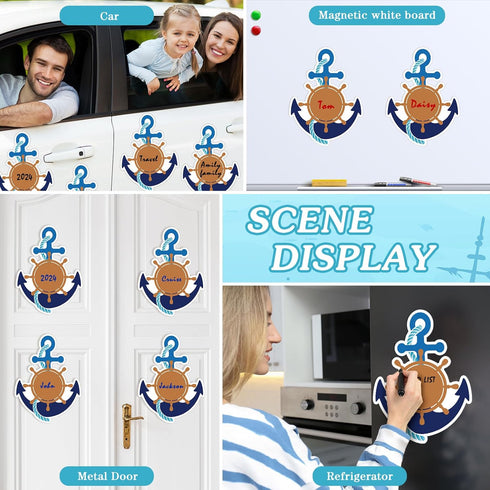 Treela 7 Pcs Cruise Ship Door Decorations Set, Nautical Anchor with Ship Wheel Magnetic Stickers for Refrigerator Decor
