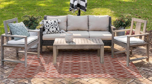 Jill Zarin Outdoor Collection Area Rug - Turks and Caicos (Rust Red/Ivory, 2' 2" x 3' Rectangle)