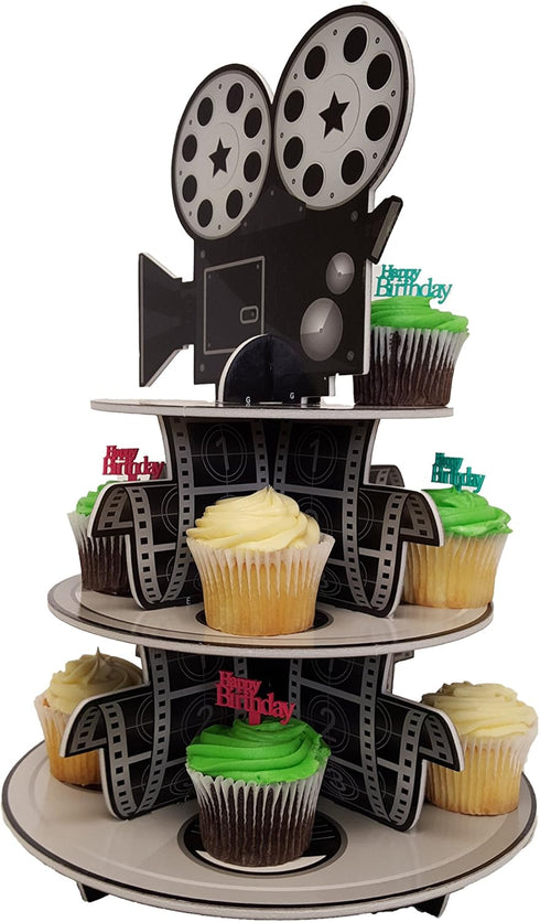 Cupcake Stand for Children's Parties, 3 Tier Movie Night Theme