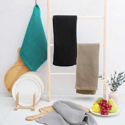 Homaxy 100% Cotton Waffle Weave Kitchen Dish Towels, Ultra Soft, Absorbent, Quick Drying Cleaning Towel, 13x28 Inches,