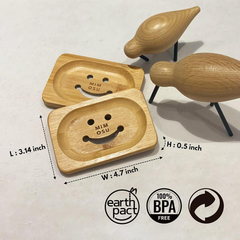 mimosu Bamboo Soap Dish with Drain, Eco-Friendly Wooden Holder for Shampoo Bars, Zero Waste Bathroom Tray