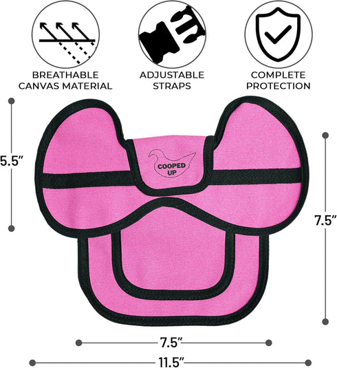 4 Pack COOPED UP Canvas Chicken Saddle for Medium-Large Hens with Larger Wing Cover and Adjustable Straps - Pink