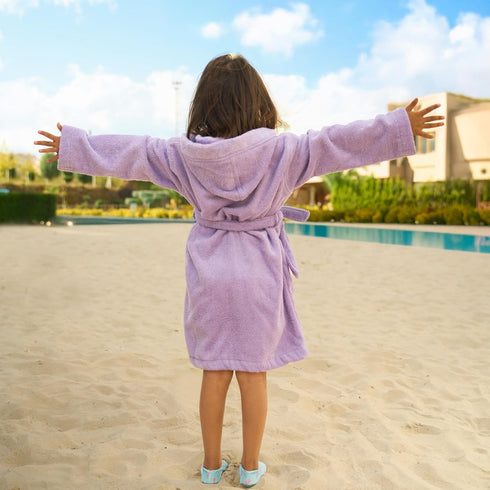 6-8 BAGNO MILANO Kids Organic Turkish Cotton Hooded Beach Cover-Up Towel, GOTS Certified, for Boys and Girls (Purple