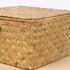 Wicker Shelf Baskets with Lid, Handwoven Seagrass Storage Basket Bins for Home Decor Organizer (Natural, Small)