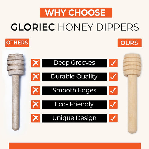 Gloriec 40 3 Inch Pcs Honey Dipper Sticks - Wooden Honey Dipper- Mini Wooden Honeycomb Sticks, Honey Stirrer Stick