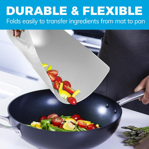 Extra Thick Flexible Plastic Cutting Board Mats with Food Icons & EZ-Grip Waffle Back, (Set of 6) Dishwasher Safe by Cooler Kitchen