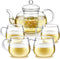 Teabloom Heatproof Glass Teapot Set with Removable Loose Tea Infuser (Standard Size: