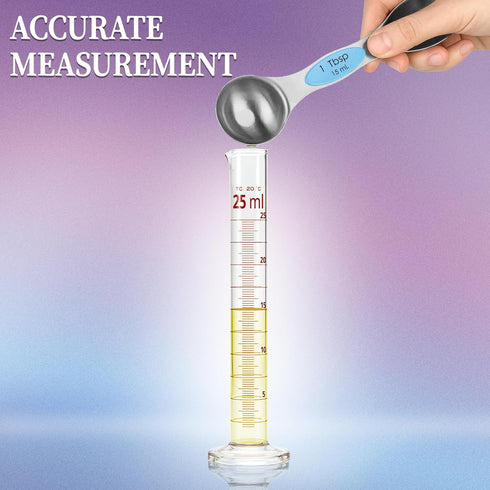 Magnetic Measuring Spoons Set of 8, Stainless Steel Dual Sided for Dry and Liquid Ingredients