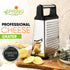 Spring Chef Professional Cheese Grater, XL Size, 4 Sides, Stainless Steel, Dishwasher Safe, Black