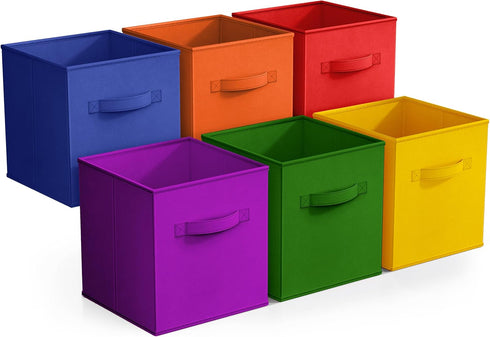 Sorbus Fabric Storage Cubes - 6 Foldable Storage Bins for Organizing Pantry, Toy Box, Clothes Storage & Closet