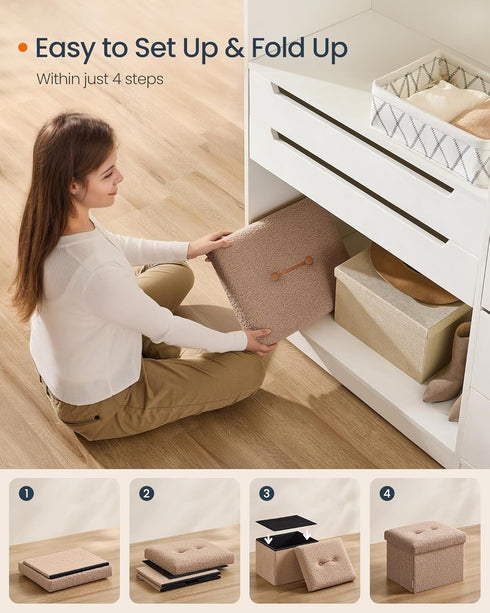 12.2 16.1 12.2 Inches, 286 lb, ULSF094K01 SONGMICS Small Folding Storage Ottoman, Foot Rest Stool, x x Ottoman