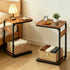 Vovonusy ET-YB-BR1 Wood Pedestal Small Sofa Side Table for Couch, Tall Nightstand, C Shaped End Table, TV Trays