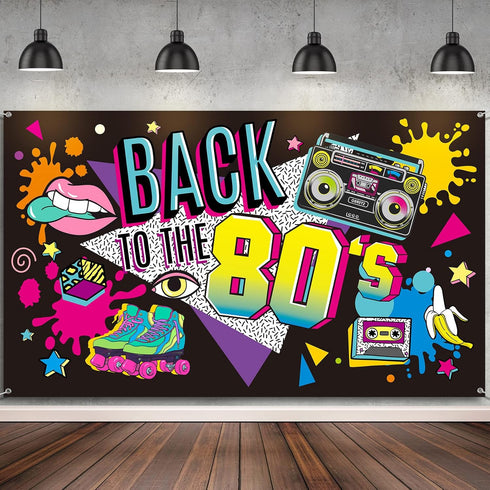 Irenare Back to The 80's Party Banner Decorations Supplies for Photography Background, 73 x 43 x 0.04 Inch