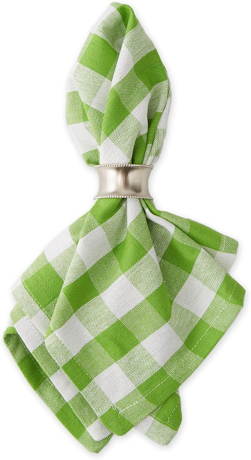 DII Checkered Tabletop Collection Napkin Set, 100% Cotton, Machine Washable, 20x20, Green Apple, 6 Piece
