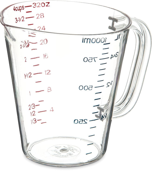 Carlisle FoodService Products 4314307 Commercial Plastic Measuring Cup, Clear, 1 Quart