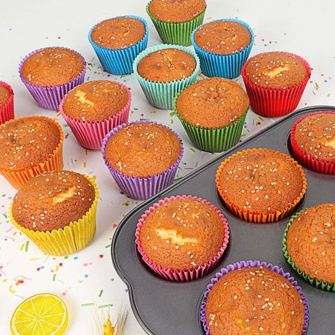 Gifbera Bright Rainbow Jumbo Cupcake Liners, 400-Count Large Colorful Paper Baking Cups