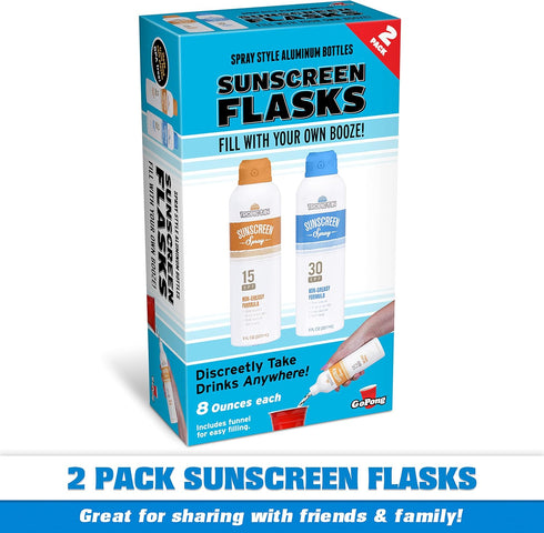 Flask(16 oz GoPong Aluminum Spray Bottle Sunscreen Total) - Hidden Alcohol Travel Flasks Secret Liquor Containers
