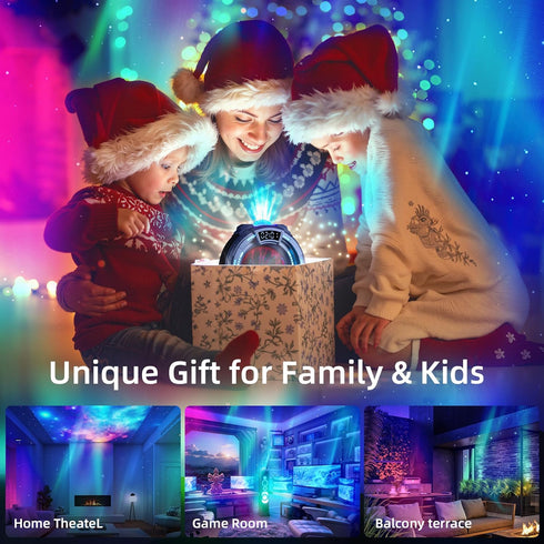 Back-to-School Season Boy Gift,Night Light Aurora Projector for Kids LED Plasma Ball Lamp/Clock,White Noise/Bluetooth