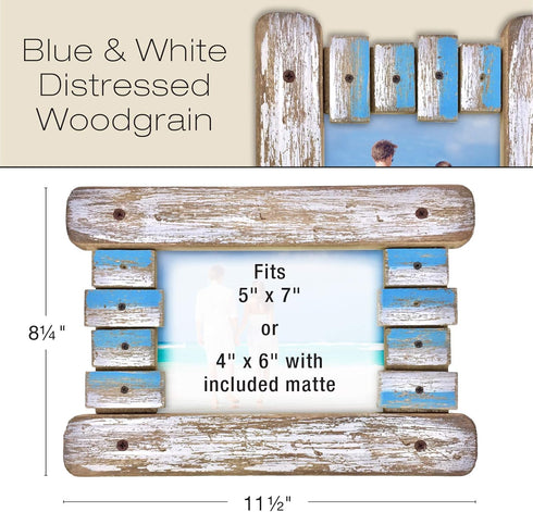 EXCELLO GLOBAL PRODUCTS Rustic Wooden Home Decor Picture Frame, 8.25x11.5 in, Fits Pictures 5x7 and 4x6 with Matte
