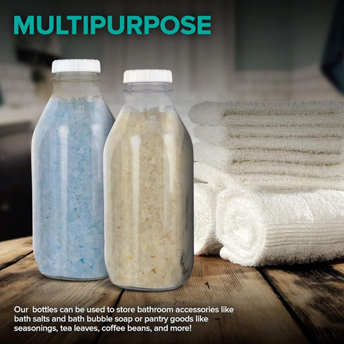 Stock Your Home 32 Oz Glass Milk Bottle with Lid (3 Pack) - Reusable Food Grade Container for Milk, Juice, Water, Honey
