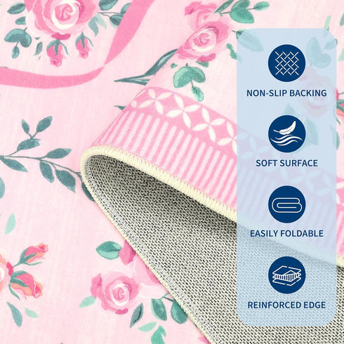 2.5x8 GarveeHome Runners for Hallways Non Slip, Kitchen Runner Rug Coquette Pink Rugs for Bedroom Girls, Low Pile Soft