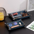 Set 2 Navaris Faux Leather Tray - Valet Organizer Trays for Bedside Table Desk with Dividers- Store Keys, Change