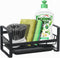 Kitchen Sink Caddy Organizer with Removable Front Drain Pan, Black Sponge Holder for Soap and Dish Rags Storage