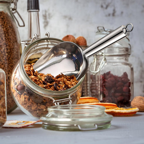 TeamFar 12oz Ice Scoop, Stainless Steel Food Scoop for Bar Kitchen Party, Multifunction & Easy Storage, Non-Toxic &