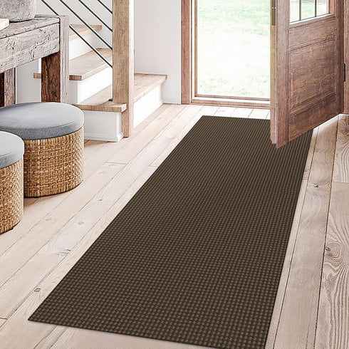 Boho 2x5 Ft Runner Rug, Washable Cotton Kitchen Runner with Rubber Backing for Hallways, Bedroom, Brown