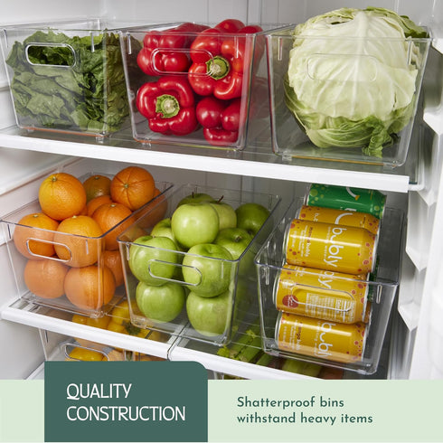 RUBOXA Shatterproof Clear Plastic Storage Bins for kitchen organization and storage BPA-Free Freezer and Refrigerator Organizer Bins with carry handles (4)