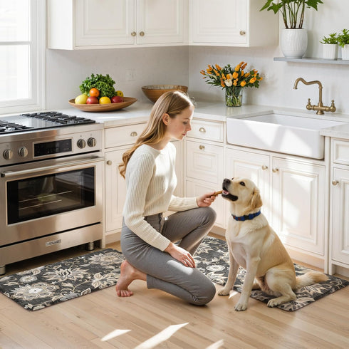 2 Sink,Laundry,Office(17''x29''+17''x47'') LEEVAN Anti Fatigue Mats for Kitchen Floor Piece,Cushioned Memory Foam Black